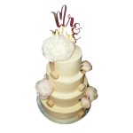 Tort weselny ecru wzór Tzk03 | makaroniki i piwonie