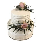 Tort weselny piętrowy biały wzór Tzk07 | różowe róże