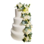 Tort weselny piętrowy biały wzór Tzk12 | białe kwiaty i eukaliptus