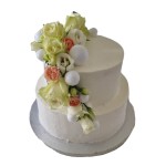 Tort weselny piętrowy wzór Tzk25 | białe kule i róże