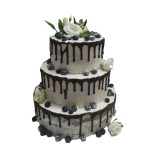 Tort weselny piętrowy wzór Tzk35 | Naked Cake, Drip Cake, biała eustoma i borówki
