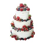 Tort weselny piętrowy biały wzór Ncr07 | Semi Naked z owocami