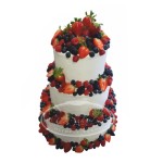 Tort weselny na stelażu biały wzór Ncr08 | Semi Naked z owocami 