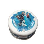 Tort dla dzieci wzór Td81 | opłatek Elsa, Anna, Kristoff, Olaf i Sven z Krainy Lodu, śnieżki