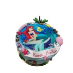 Tort dla dzieci wzór Td08 | opłatek syrenka Ariel, kolorowe muszelki