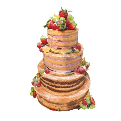 Tort weselny piętrowy wzór Ncr05 | Naked Cake z owocami