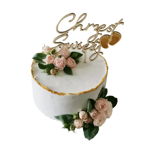 Tort na Chrzest Święty wzór Tch26 | różowe róże