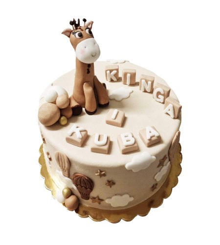 Tort dla dzieci wzór Tr14 | żyrafa z balonami