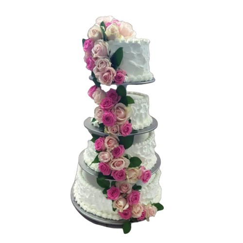 Tort weselny na stelażu wzór Tzk18 | różowe róże