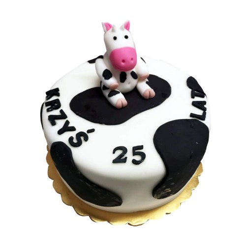 Tort okrągły wzór Td26 | krowa w czarne łatki