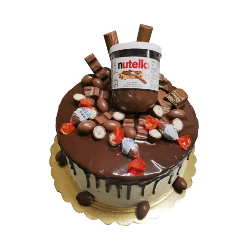 Tort okrągły wzór Td22 | Nutella z cukierkami