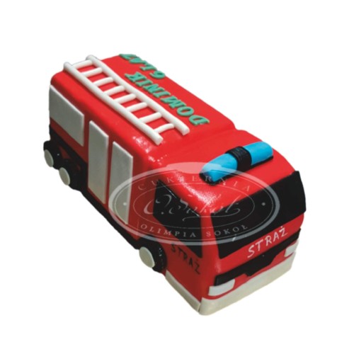 Tort dla dzieci wzór Td32 | czerwony wóz strażacki