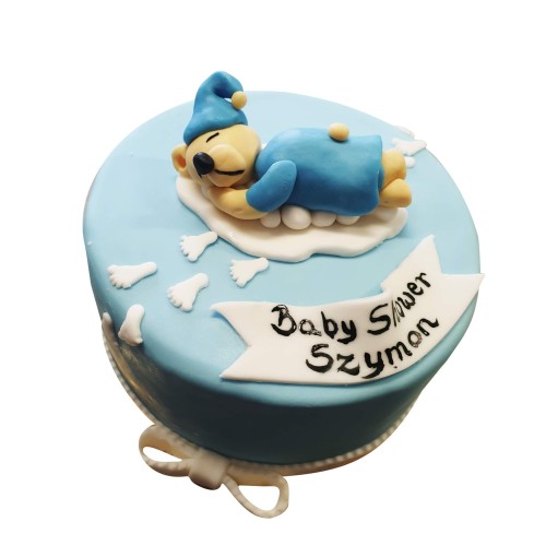 Tort Baby Shower wzór Bsh01 | niebieski miś