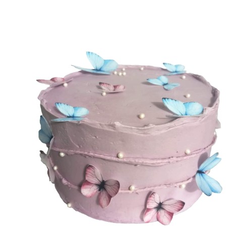 Tort Baby Shower wzór Bsh02 | różowe i niebieskie motylki