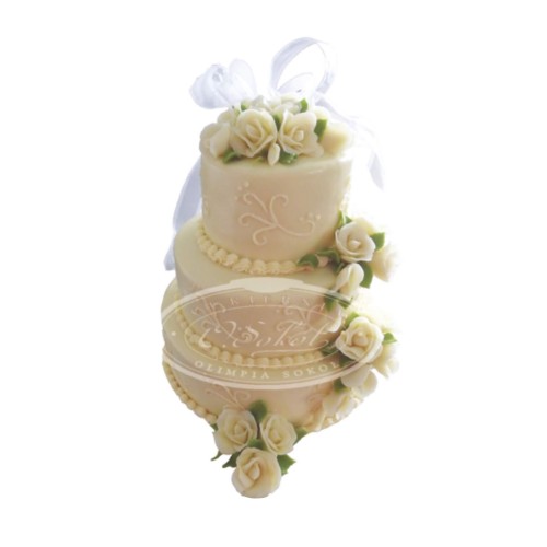 Tort weselny piętrowy ecru wzór TP07 | róże ecru, malowane ornamenty