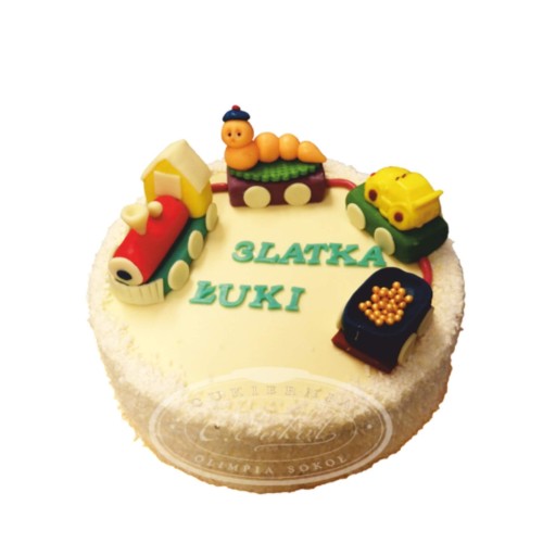 Tort dla dzieci wzór Td69 | lokomotywa i wagoniki