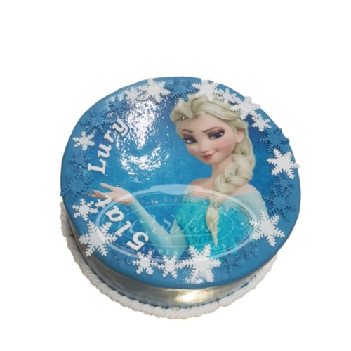Tort dla dzieci wzór Td05 | opłatek Elsa z Krainy Lodu, śnieżki