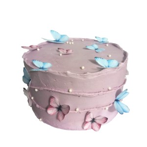 Tort Baby Shower wzór Bsh02 | różowe i niebieskie motylki