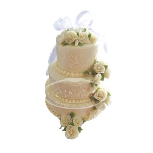 Tort weselny piętrowy ecru wzór Tp07 | róże ecru, malowane ornamenty