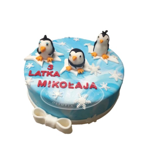 Tort dla dzieci wzór Td72 | Pingwiny z Madagaskaru, śnieżki